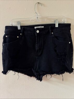 Almost Famous Black Distressed Denim Cutoff Shorts